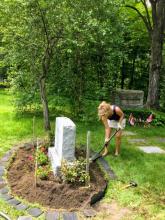 Creating a permanent garden at P.H. Bryce headstone in 2017